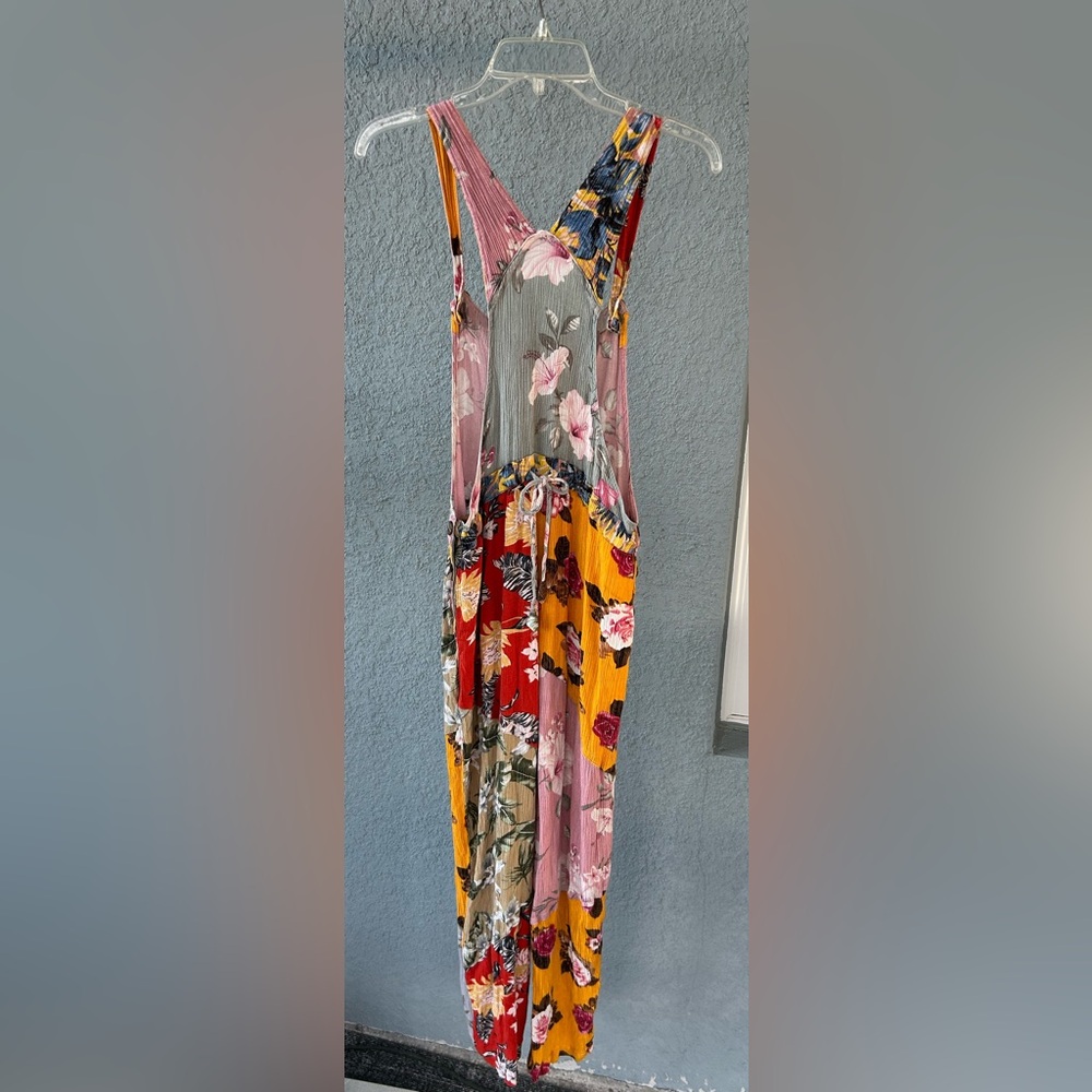 Women’s Sacred Threads Patchwork Boho Overalls Sz… - image 2